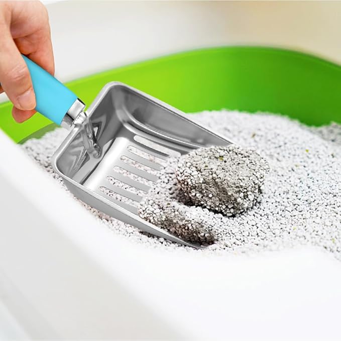 Cat Litter Scoop - Stainless Steel Metal Cat Litter Scoop-Sturdy Mesh Scooper - Mesh Shovel-Easy to Clean - Suitable for Cat Litter Box -Blue-Christmas