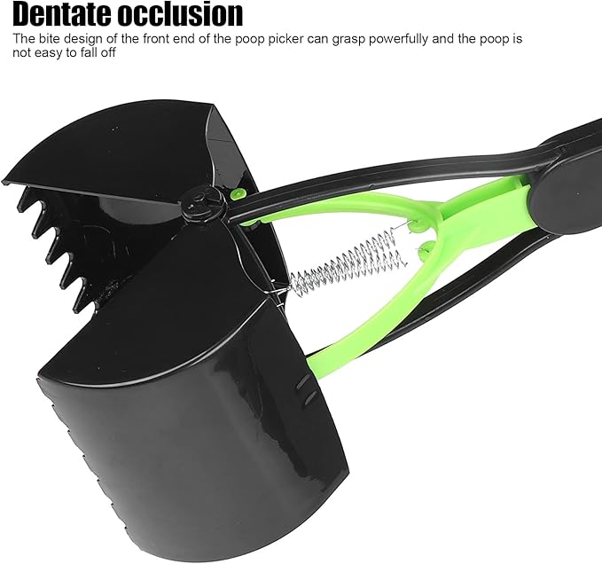 Pet Pooper Scooper, Long Handle Folding Poop Scoop, Stable Jaw Scoop Easy for Small Pet Poop, Pick Up Animal Waste Dog Puppy Cat Waste Picker Cleaning Tools Outdoor Dog Pooper Scooper(green+black)