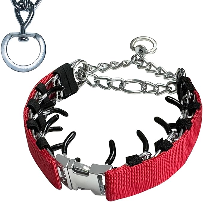 Prong Training Collar for Dogs, Rotating Ring Welding, Adjustable Dog Training Pinch Collar with Quick Release Buckle, for Small Medium Large Dogs