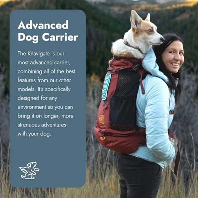 K9 Sport Sack Knavigate - X-Small, Midnight Black - Ideal for Dogs with 9-12” Back Length - Adjustable, Backpack-Style Carrier with Internal Frame & Padded Hip Belt