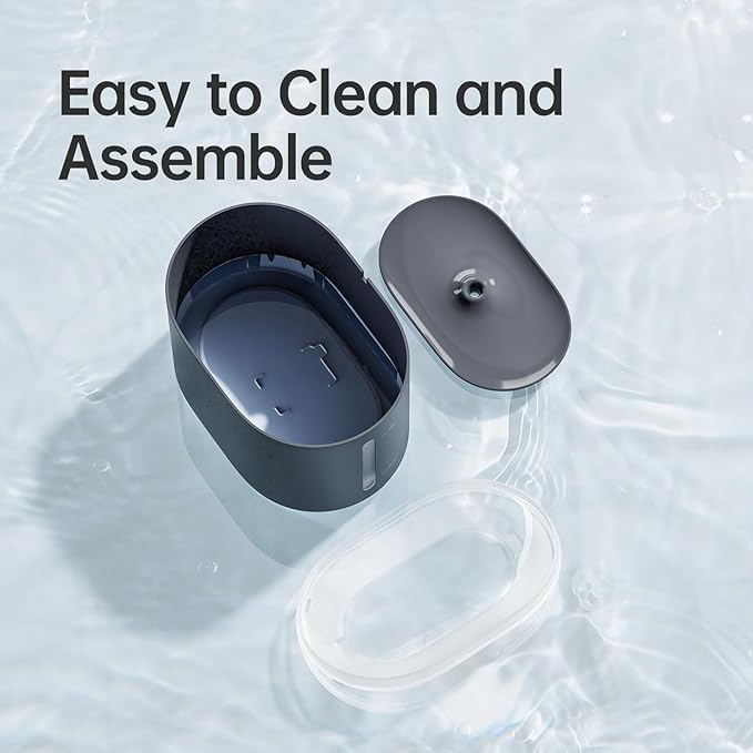 Automatic Pet Water Fountain 2.5L Capacity Water Dispenser, Ultra-Quiet Pump, Multi-Filtration System, BPA-Free Material for Cats, Easy to Clean and Assemble S1 Lite Grey