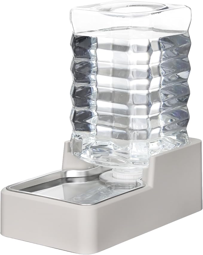 RIZZARI Stainless Steel Pet Water Feeder: 8L Gravity Waterer, Leak-Proof No-Spill Auto Refill - Keeps Floors Dry - Anti-Tip Base - Easy Clean - with Filter - for 25-35 LB Dogs - Home/Office