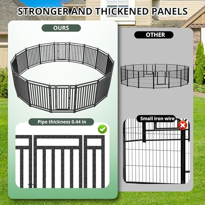 Dog Playpen Dog Fence Outdoor for Yard 47" H with 48 Panels Sturdy Portable Puppy Playpen for Indoor Outdoor RV Camping Use - Black Silver