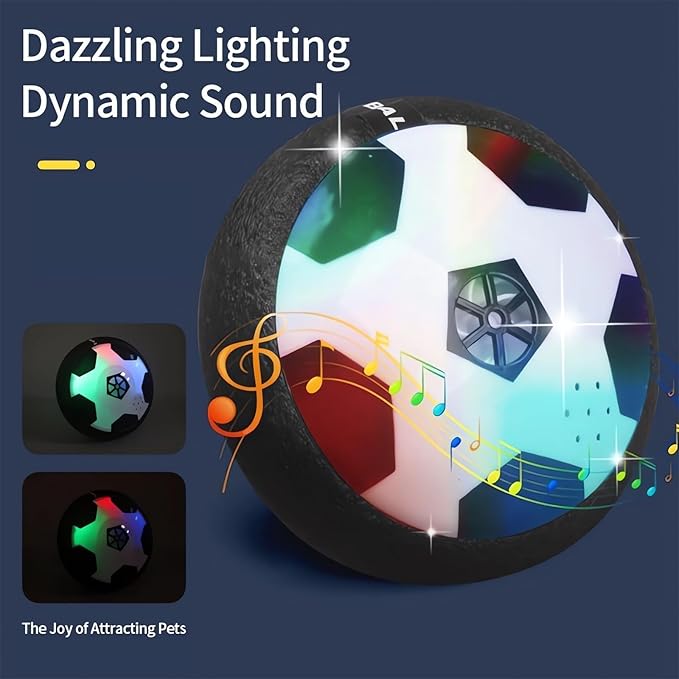 Ivieicip Active Gliding Disc - 2023 New Light up Indoor Soccer Ball Games Rolling for Dogs, Interactive Automatic Self Moving Dog Toys, Flying Saucer Aggressive Chewers (Sound)