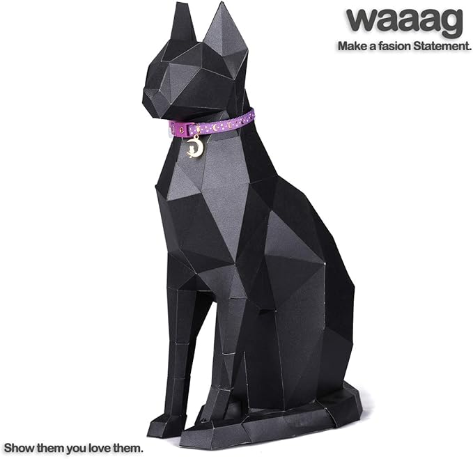 WAAAG Cat Collars, Gold Moons and Stars Cat Collar, Safety Breakaway Cat Collar, Glow in The Dark (Standard 9"-15" Neck, Lavender)