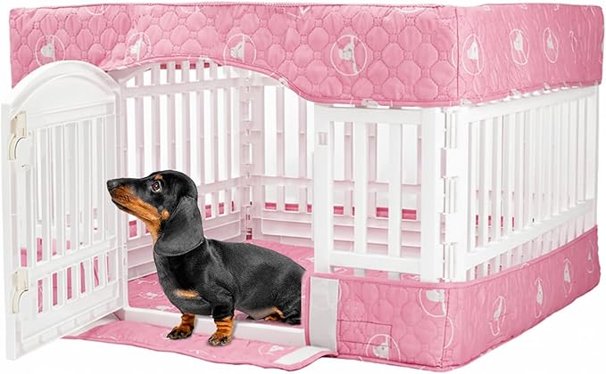 PJYuCien Dog Playpen Bottom Pad and Cover Fits for 36 Inch 4 Panels Exercise Pet Pen, Pink