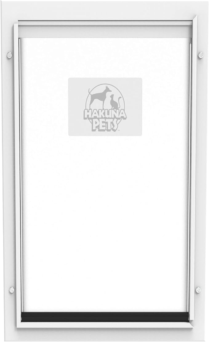 Hakuna Pets Deluxe Aluminum Pet, Cat and Dog Door with 2-Way Locking Panel for Screens, Doors and Walls up to 2.8" Thick, X-Large, White