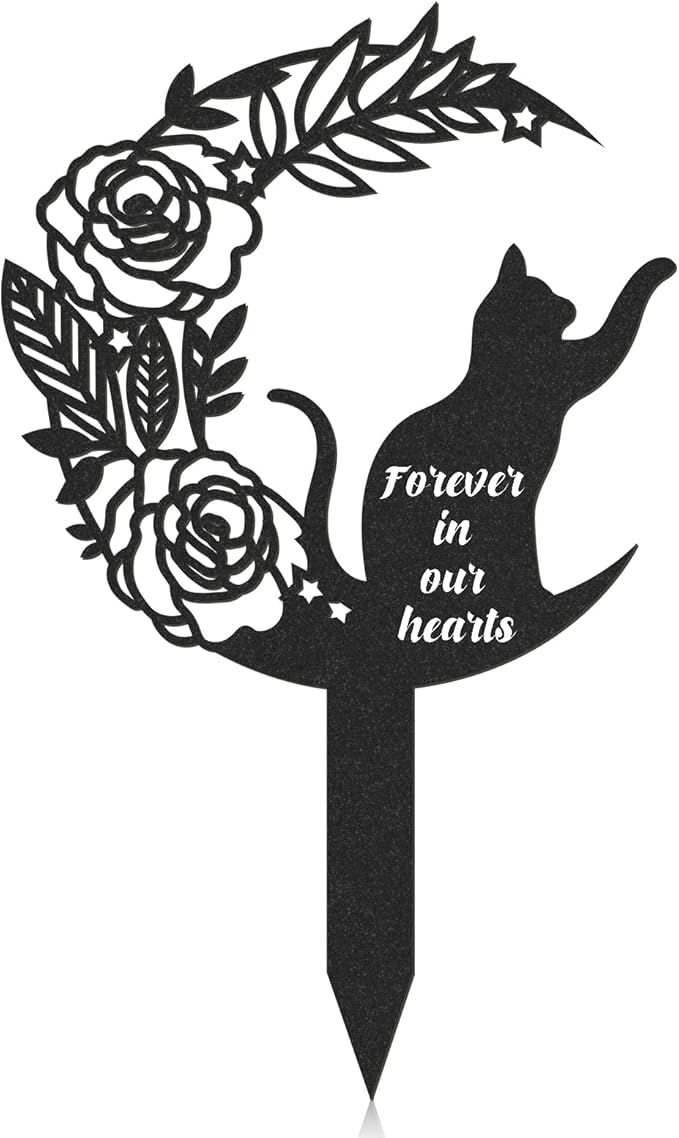 Pet Grave Markers Cat, Metal Memorial Plaques for Outdoors Garden Yard, Pet Grave Marker Decor Gifts Graveyard Remembrance Graveside Burial Stake for Pet Owner