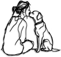Woman Dog Metal Wall Decor - Pet Lover Room Decor Wall Art Home Decor for Living Room, Bedroom, Dining Room, Bathroom, Office, Pet Shop (Black)