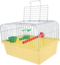 Portable Bird Cage with Waterer Food Box and Perch Lightweight Spacious Travel Bird Carrier for Parakeets Lovebirds 9.25X6.49X6.37 Inch