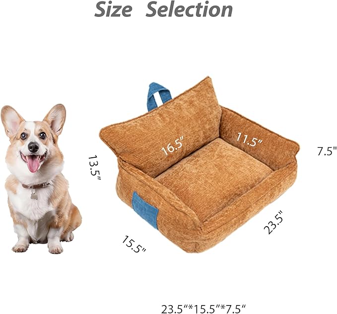 Orthopedic Dog Bed with Memory Foam, Washable Plush Pet Bed for Small, Medium & Large Dogs, Cozy Bolster Crate Dog Bed for Joint Support & Comfort.(Orange)
