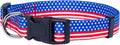 Native Pup American Flag Dog Collar- Red White and Blue- Patriotic Collars for 4th of July, USA- Adjustable Small, Medium, Large Breed Dogs (Small, Flag II)