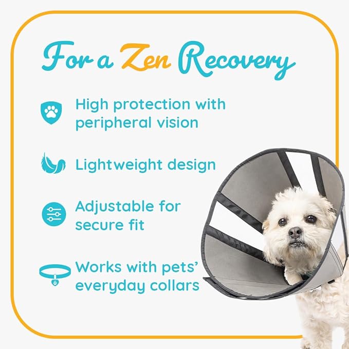ZenPet Recovery Cone E-Collar for Dogs & Cats – Soft, Comfortable, Safe & Stress-Free Healing After Surgery, Adjustable Design, Secure Custom Fit (X-Large)