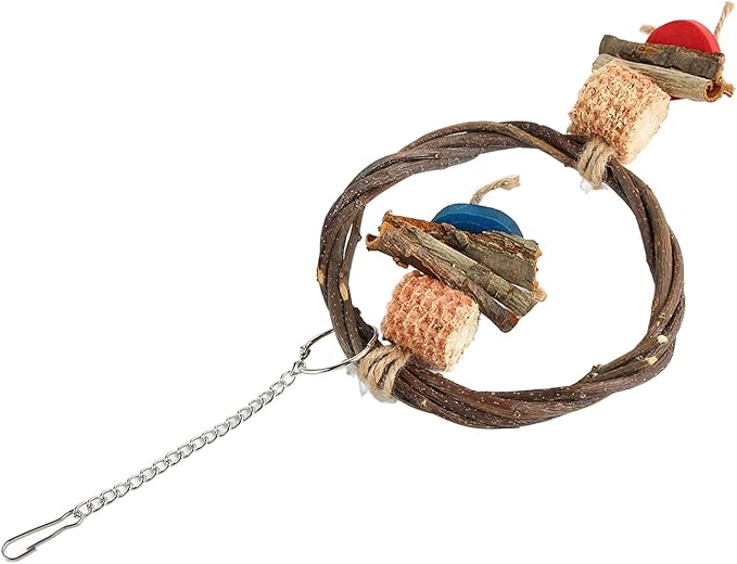 Bird Swing, Wood, Corn Cob, Non, Edible Coloring, Beak Sharpening, Anxiety Relief, Parrot Chew Toy for Boredom and Climbing (11.5x26.5x3.5cm/4.5x10.4x1.4in)