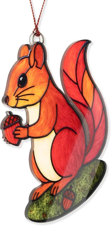Squirrel Ornament, Squirrel Ornaments for Christmas Tree, Christmas Ornaments 2025, Woodland Creature Holiday Decor, Animal Ornament for Tree, Suncatcher Hanging Decoration, Unique Gifts for Women