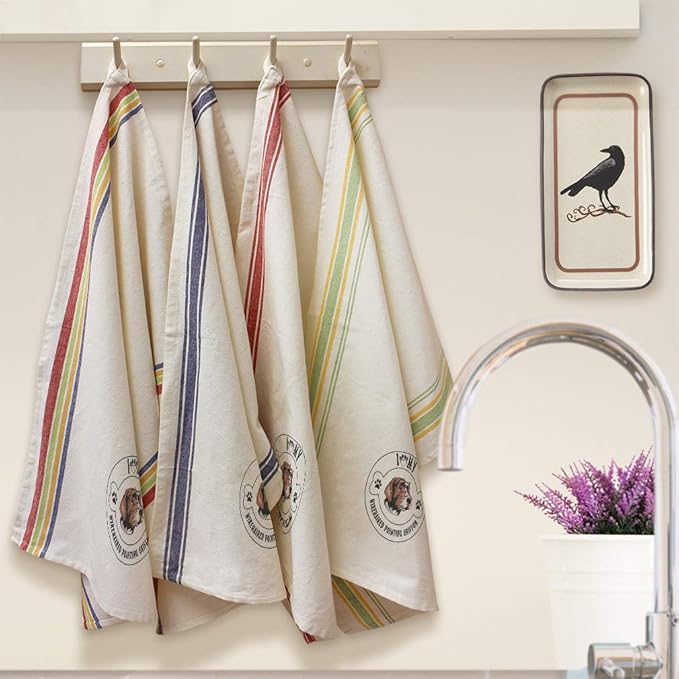 Custom Decor Kitchen Towels Love Paw Wirehaired Pointing Griffon Dog Pets Dogs Cleaning Supplies Dish Towels Multi Stripe Design Only