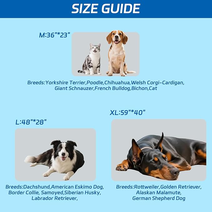 Dog Cooling Mat Self Coolings Foldable Cooling Pad for Dog in Summer Coolings Mat for Dogs and Cats Machine Washable (Rectangle,Gray, X-Large-59 L x 40" W)