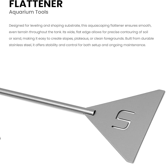 UNS Aquascaping Tools - Stainless Steel, Rust Resistant, Freshwater Planted Tank, Saltwater Reef Aquarium Maintenance Accessory - Substrate Shaping - Sand Flattener, Grey