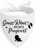 Pregnancy Announcement Dog Bandanas, Guess What? My Mom is Pregnant Reveal Scarf, Gender Reveal Photo Prop Pet Scarf Decorations Accessories, Baby Announcements Triangle Bandana for Dog Lovers, White