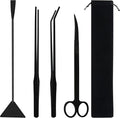Aquascaping Tools Aquarium Kit – 4PCS Plant Trimming Tool Set with Long Tweezers, Scissors, Algae Scraper Spatula & Feeding Tongs, Fish Tank & Terrarium Cleaning Accessories