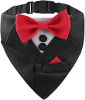 Tuxedo Dog Collar for Wedding Engagement and Birthday,Adjustable Formal Dog Bandanas Collar with Bow Outfit,Suitable for Small Medium Large Dog