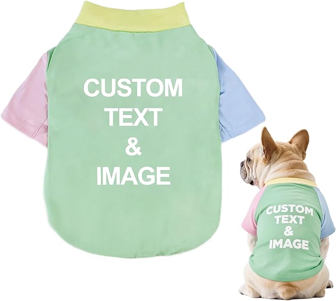 Custom Dog Shirt,Personalized Pet Apparel with Name Text Photo Image,Lightweight Breathable Puppy Kitten Cotton Vest for Small Medium Large Dogs Cats,Puppy Gift (Dopamine Green, Large)