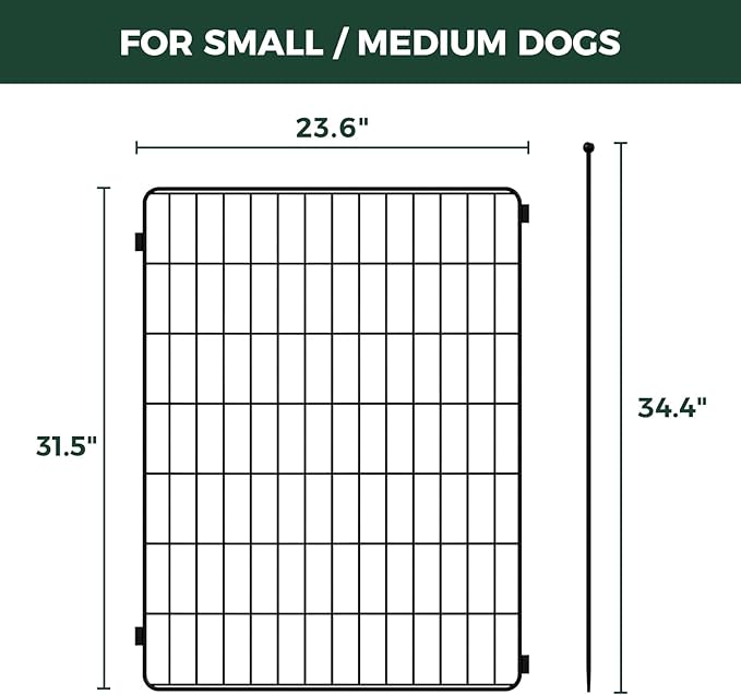 FXW MiniPaws Unleashed Dog Playpen, Expandable & Portable Design for Yard, RV Camping and Indoor Use, for Small and Medium Dogs, 32-inch 4 Panels