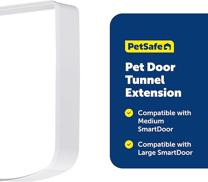 PetSafe SmartDoor Connected Pet Door Tunnel Extension - Long-Lasting Durable 2" Plastic Depth Extender - Quick No Tool DIY Setup for Interior Exterior Wall Installations - Large
