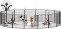 Dog Playpen,32/40/45 Inch Height in Heavy Duty, Folding Indoor Outdoor Anti-Rust Dog Exercise Fence, Portable Pet Playpen with Door for Large Medium Small Dogs and Pet (16 Panels, 32 Inch) Silver