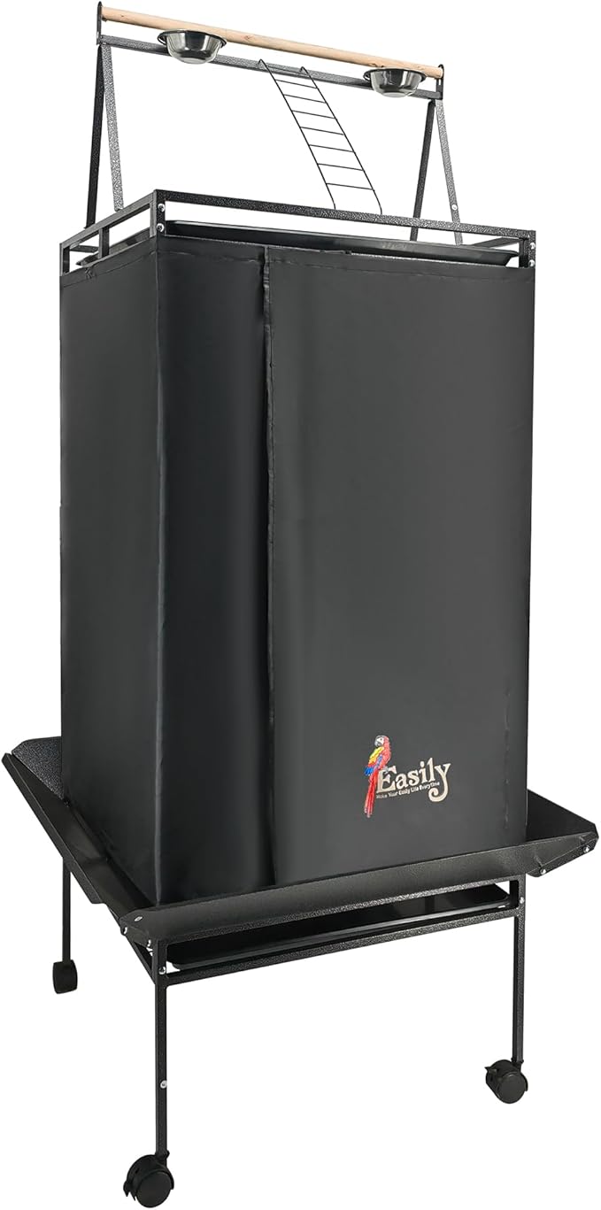 Easily Bird Cage Cover for Large Bird Cage with Play Top, Good Night Birdcage Covers, Black, 68"