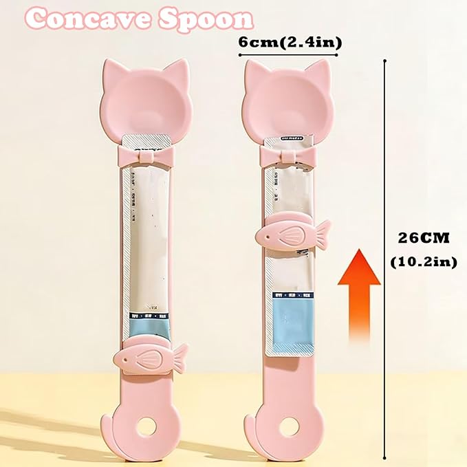 Cat Treat Spoon & 3 Pcs Can Lids | Cat Strip Feeder Squeeze for Liquid Snack | Universal Silicone Pet Can Covers BPA Free | Waste-Free Lickable Treat Feeder(Multicolor)