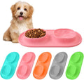 Small Size Puppy Dog Bowls: Food and Water Bowls Set for Small Dogs, No-Spill Non-Skid Dog Dish, Pink