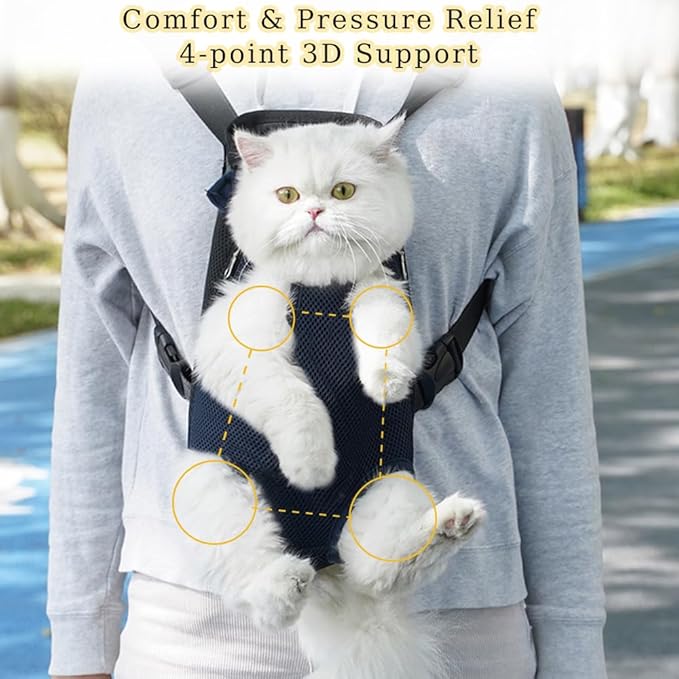 Dog Carrier Backpack, Adjustable Puppy Front Carrier Backpack, Ventilated Dog Chest Carrier for Hiking Camping Travel, Sling Bag for Small Medium Dog Cat Rabbit Puppies, Suit 13-15 lbs (Black, XL)