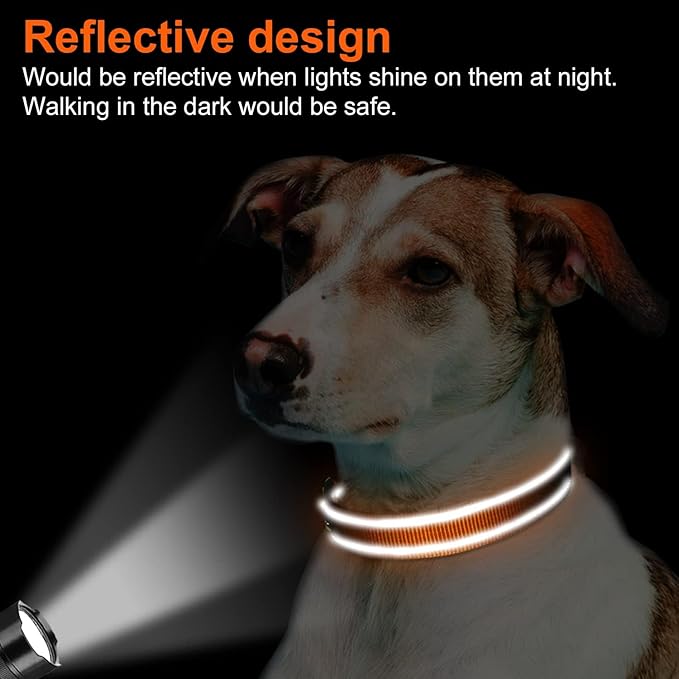 Joytale Reflective Dog Collar,Soft Neoprene Padded Breathable Nylon Pet Collar Adjustable for Extra Large Dogs,Orange,XL