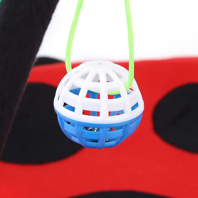 Foldable Cat Activity Play Mat Tent, Multi Function Cat Tent Activity Center with Hanging Toy, Cat Activity Center Pet Kitten Cushion Bed Hanging Balls Padded House Center for Cats Exercise Stay