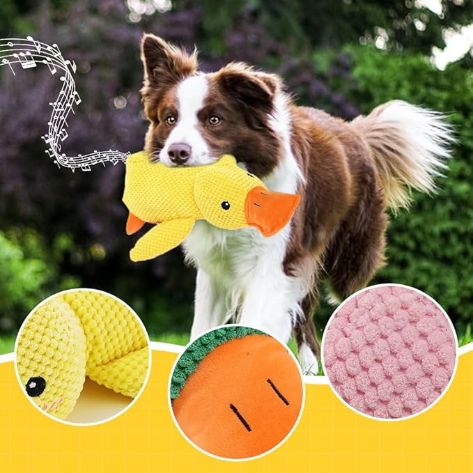 Dog Toys for Aggressive Chewers,2025 Upgraded Dog Chew Toys for Small Large Dogs,Indestructible Puppy Teething Toys,Plush Yellow Stuffed Duck Toy (Pink, Large)