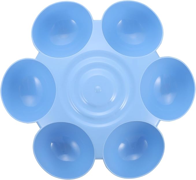 GLEAVI Multiple Pet Feeder Bowl with Compartments, Plastic Pet Food and Treats Dispenser for Dogs and Cats, Blue Indoor Puppy and Kitten Feeding Dish for Home Use