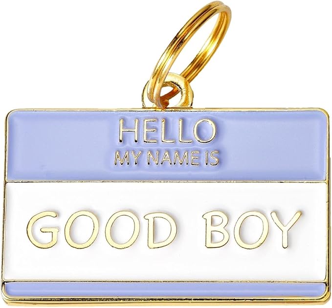 Two Tails Pet Company Personalized 'Good Boy' Pet ID Tag & Collar Charm - Custom Engraved Dog Tags for Pets - Luxury Brass, Gold Plating