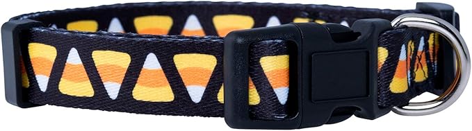 Native Pup Halloween Dog Collar- Spooky Fall Themed Horror Costume Collars- Skull, Pumpkin, Ghost, Bat, Witch, Candy Corn, Spider- Adjustable for Small, Medium, Large Breeds (Large, Candy Corn)