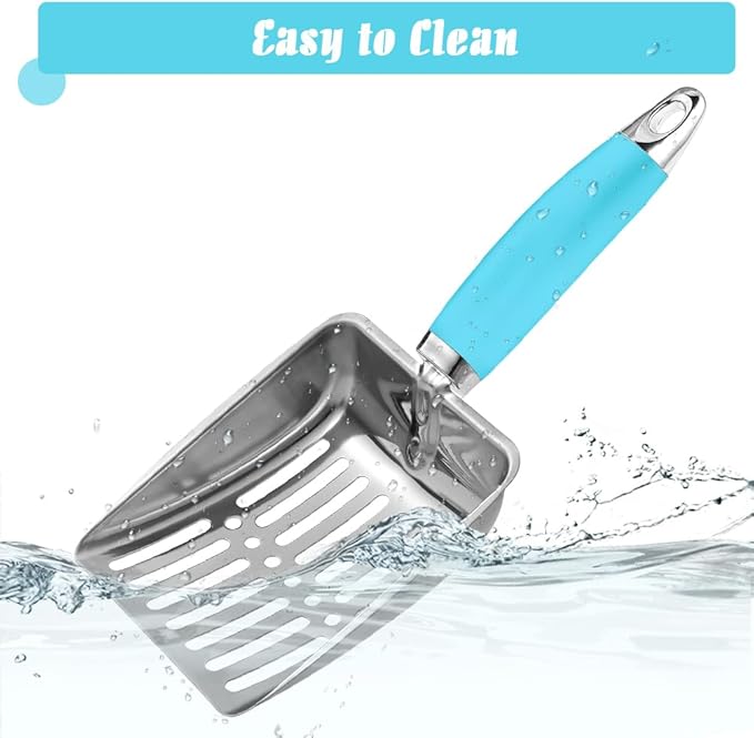 Cat Litter Scoop - Stainless Steel Metal Cat Litter Scoop-Sturdy Mesh Scooper - Mesh Shovel-Easy to Clean - Suitable for Cat Litter Box -Blue-Christmas