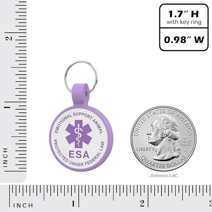 ESA Dog Tag, QR Code Dog Tag, Modifiable Free Pet Online Profile, Scannable QR Code, Scan QR Send Instant Location Alert Email, Silicone Lightweight ID Tag for Dog and Cat (Purple, Small)