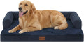 Orthopedic Dog Beds for Extra Large Dogs, Waterproof Egg Crate Foam XL Dog Bed with Sides 41x27Inch, Washable Big Dogs Couch Beds with Removable Cover and Nonskid Bottom, Navy Blue