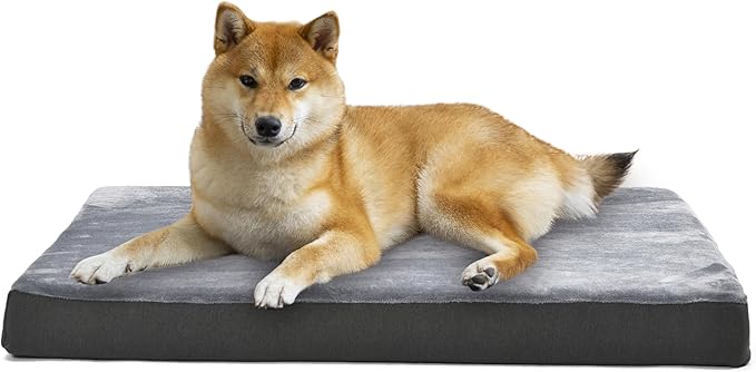 Amazon Basics Dog Bed with Cooling Gel Memory Foam, Machine Washable Removable Cover, Anti-Slip Bottom, Pressure-Relief Support for Dogs up to 90lbs, Extra Large (41" x 29"), Grey