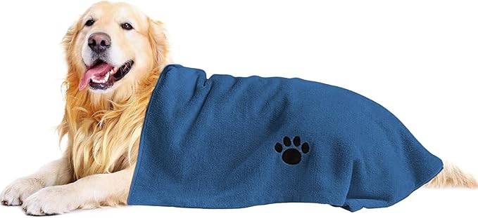 Microfiber Dog Towels for Drying Dogs, Super Absorbent and Soft Pet Grooming Towel, 40 Inch X 23.6 Inch, Perfect for Large, Medium or Small Dogs, Blue