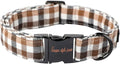 Unique style paws Dog Collar Metal Buckle Gift for Small Medium Large Boys Girls Dogs, brown plaid, XS