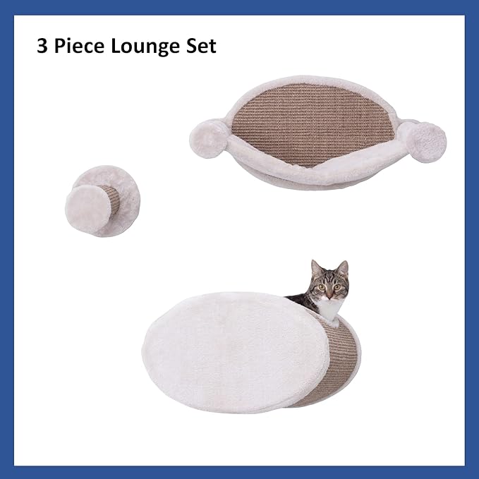 Trixie Liam Wall Mounted 3 pcs Lounge Set, Hammock, Cave, and Step, Brown, 18.8" L x 11.0" W x 11.3" Th
