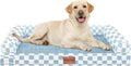 Large Dog Bed Orthopedic Washable: Beds Bolster XL Bed Large Big Dogs Egg Crate Foam Couch Sofa Waterproof with Removable Cover - Blue Grid