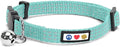 Pawtitas Reflective Teal Cat Collar with Safety Buckle and Removable Bell for Kitten and Cats