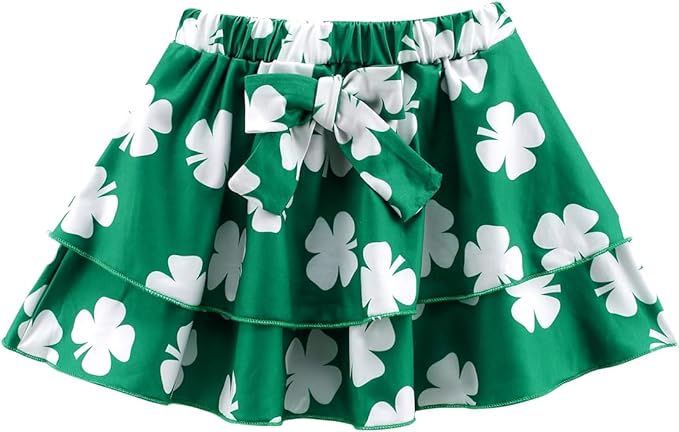 Girls Skirt Set 2 Piece Outfit Toddler Summer Clothes Ruffle Sleeve T-Shirt Bow Knot Tutu Skirt Outfit Set