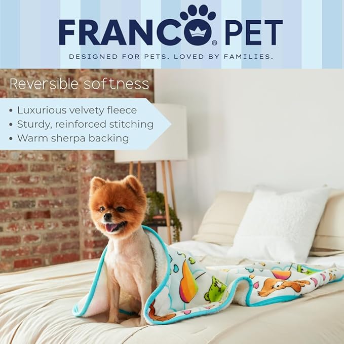 Franco Pet Care Bears Super Soft Cozy Waterproof Sherpa-Backed Blanket Throw for Small Dogs, Couch/Bed/Car, 30x40 (Officially Licensed Product)